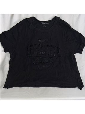 The Wild Collective Black Angel City Football Crop Top Tee Shirt
